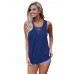 Navy Blue Crisscross V Neckline Women Tank Top Navy Blue Crisscross V Neckline Women Tank Top