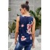 Blue Floral Sleeveless V Neck Zip Up Tank Top Blue Floral Sleeveless V Neck Zip Up Tank Top
