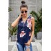 Blue Floral Sleeveless V Neck Zip Up Tank Top Blue Floral Sleeveless V Neck Zip Up Tank Top