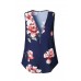 Blue Floral Sleeveless V Neck Zip Up Tank Top Blue Floral Sleeveless V Neck Zip Up Tank Top