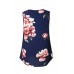 Blue Floral Sleeveless V Neck Zip Up Tank Top Blue Floral Sleeveless V Neck Zip Up Tank Top
