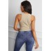 Beige Fashion Bodycon Tight Ribbed Tank Top Beige Fashion Bodycon Tight Ribbed Tank Top