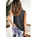 Gray Solid Color Crew Neck Loose Tank Top Gray Solid Color Crew Neck Loose Tank Top