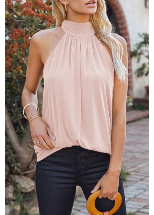 Apricot High Neck Tie Tank Top Apricot High Neck Tie Tank Top