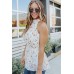 White Halter Neck Tie Waist Floral Tank White Halter Neck Tie Waist Floral Tank