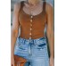 Brown Button-up Ribbed Knit Slim-fit Tank Top Brown Button-up Ribbed Knit Slim-fit Tank Top