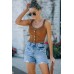 Brown Button-up Ribbed Knit Slim-fit Tank Top Brown Button-up Ribbed Knit Slim-fit Tank Top