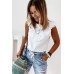 White Buttons Ruffled Tank Top White Buttons Ruffled Tank Top
