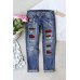 Buffalo Plaid Patches Distressed Straight Jeans Buffalo Plaid Patches Distressed Straight Jeans