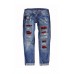 Buffalo Plaid Patches Distressed Straight Jeans Buffalo Plaid Patches Distressed Straight Jeans
