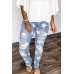 Ripped Star Print Mid Waist Jeans Ripped Star Print Mid Waist Jeans