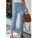 Drawstring High Waist Daisy Patches Straight Leg Jeans Drawstring High Waist Daisy Patches Straight Leg Jeans