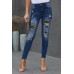 Patches Of Leopard Denim Distressed Jeans Patches Of Leopard Denim Distressed Jeans