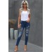 Patches Of Leopard Denim Distressed Jeans Patches Of Leopard Denim Distressed Jeans