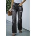 Black High Rise Washed Distressed Flare Jeans Black High Rise Washed Distressed Flare Jeans