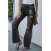 Black High Rise Washed Distressed Flare Jeans Black High Rise Washed Distressed Flare Jeans