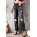 Black High Waist Distressed Ripped Hole Flare Jeans Black High Waist Distressed Ripped Hole Flare Jeans