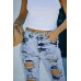 Sky Blue Wash Ripped Slim-fit Jeans Sky Blue Wash Ripped Slim-fit Jeans