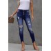 Blue High Rise Button Front Frayed Ankle Skinny Jeans Blue High Rise Button Front Frayed Ankle Skinny Jeans