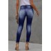 Blue High Rise Button Front Frayed Ankle Skinny Jeans Blue High Rise Button Front Frayed Ankle Skinny Jeans