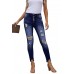 Blue High Rise Button Front Frayed Ankle Skinny Jeans Blue High Rise Button Front Frayed Ankle Skinny Jeans