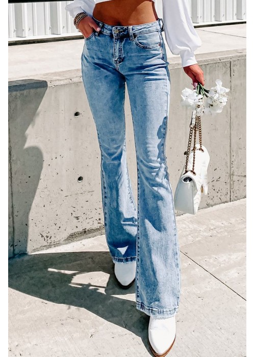 Vintage Washed Flare Jeans with Pockets Vintage Washed Flare Jeans with Pockets