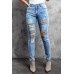 Sky Blue High Waist Distressed Skinny Jeans Sky Blue High Waist Distressed Skinny Jeans