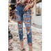 Blue Distressed Slim-fit High Rise Jeans Blue Distressed Slim-fit High Rise Jeans
