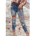Blue Distressed Slim-fit High Rise Jeans Blue Distressed Slim-fit High Rise Jeans