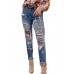 Blue Distressed Slim-fit High Rise Jeans Blue Distressed Slim-fit High Rise Jeans
