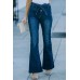 High Waist Bell Bottom Jeans with Attached Belt High Waist Bell Bottom Jeans with Attached Belt