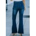 High Waist Bell Bottom Jeans with Attached Belt High Waist Bell Bottom Jeans with Attached Belt