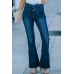 High Waist Bell Bottom Jeans with Attached Belt High Waist Bell Bottom Jeans with Attached Belt