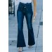 High Waist Bell Bottom Jeans with Attached Belt High Waist Bell Bottom Jeans with Attached Belt