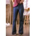 Blue Stitching Flare Jeans with Pockets Blue Stitching Flare Jeans with Pockets