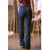 Blue Stitching Flare Jeans with Pockets Blue Stitching Flare Jeans with Pockets