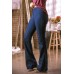 Blue Stitching Flare Jeans with Pockets Blue Stitching Flare Jeans with Pockets