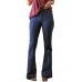 Blue Stitching Flare Jeans with Pockets Blue Stitching Flare Jeans with Pockets