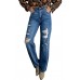 High Waist Distressed Straight Leg Jeans High Waist Distressed Straight Leg Jeans