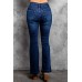 Blue Daisy Print High Waist Flare Jeans Blue Daisy Print High Waist Flare Jeans