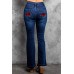 Plaid Love Pattern High Waist Flare Jeans Plaid Love Pattern High Waist Flare Jeans