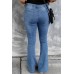 Plaid Hearts Print Ripped Button Front Flare Jeans Plaid Hearts Print Ripped Button Front Flare Jeans