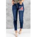 LET'S GO BRANDON Buttons Front Frayed Jeans LET'S GO BRANDON Buttons Front Frayed Jeans