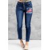 LET'S GO BRANDON Buttons Front Frayed Jeans LET'S GO BRANDON Buttons Front Frayed Jeans