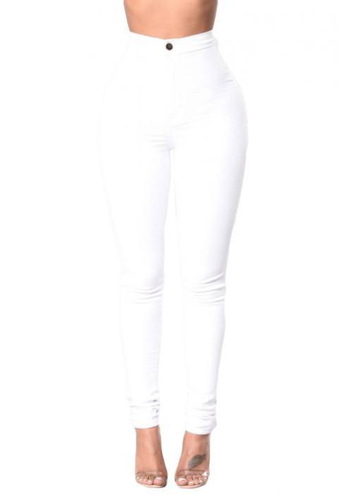 White High Waist Skinny Jeans with Round Pockets White High Waist Skinny Jeans with Round Pockets