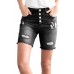 Black Button Front Distressed Shorts Black Button Front Distressed Shorts