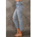 Sky Blue Light Wash Ripped Straight Leg High Waist Jeans Sky Blue Light Wash Ripped Straight Leg High Waist Jeans