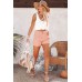 Orange Pleated Rolled Hem Button Fly Denim Shorts Orange Pleated Rolled Hem Button Fly Denim Shorts