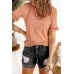 Distressed Ripped Rolled Hem Black Denim Shorts Distressed Ripped Rolled Hem Black Denim Shorts