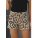 Leopard Mid Waist Frayed Hemline Denim Shorts Leopard Mid Waist Frayed Hemline Denim Shorts